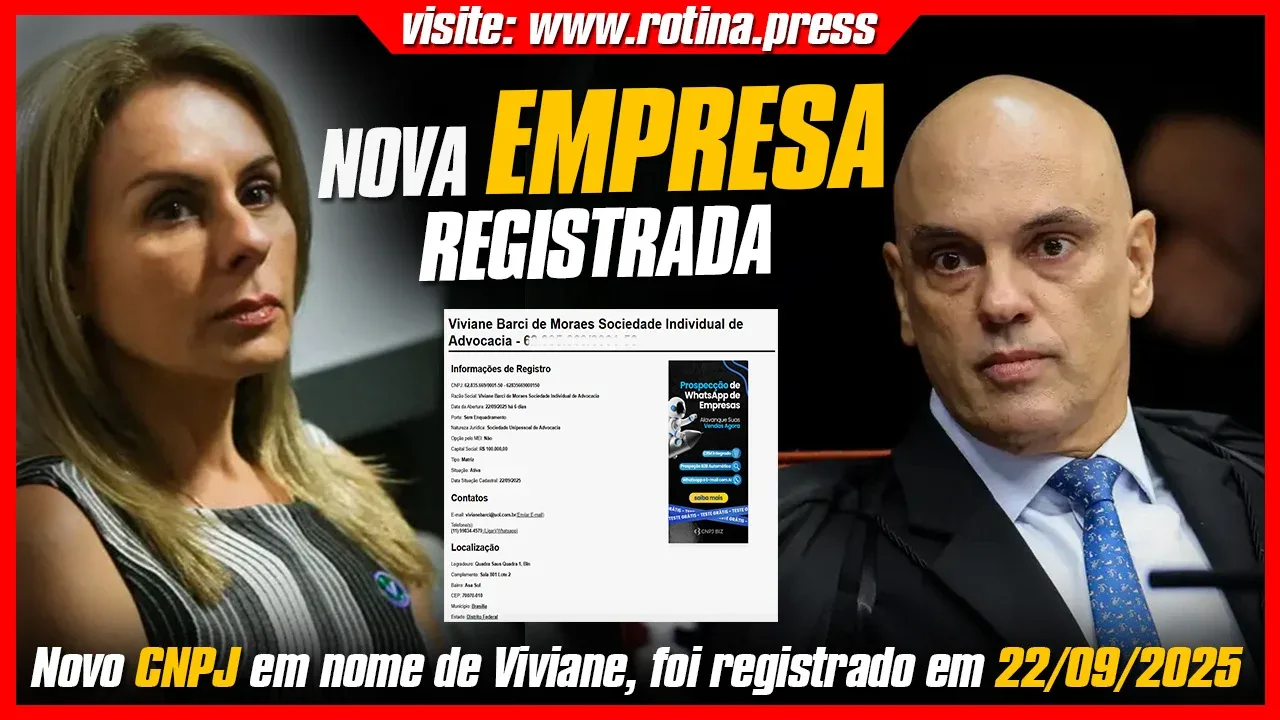 Viviane Barci, esposa de Alexandre de Moraes, registra nova empresa às vésperas da sanção dos EUA